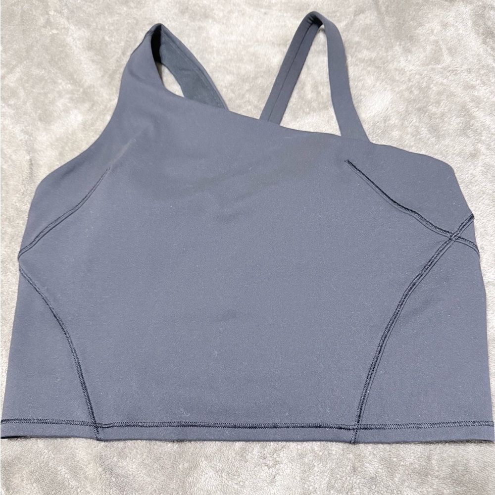 Women's Gray Asymmetrical Strap Top
